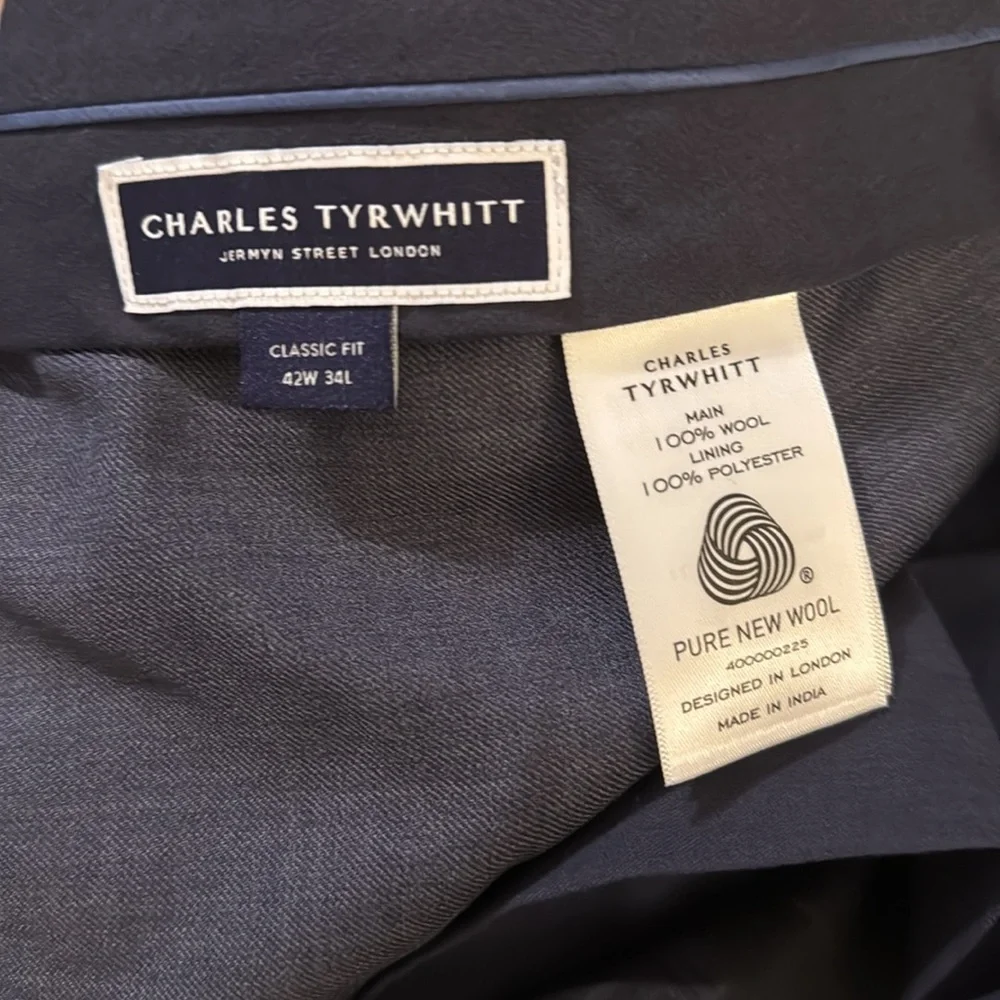 C. TYRWHITT CLASSIC FIT NATURAL STRETCH TWILL TROUSER AIRFORCE BLUE - 42W / 34L - Picture 6 of 7